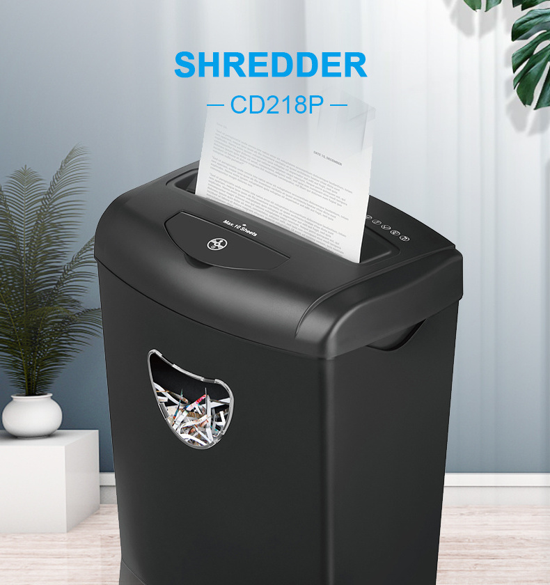 Factory wholesale office paper shredder machine CD218P-10 shredded waste paper 10 sheets A4 CD credit card electric auto feed