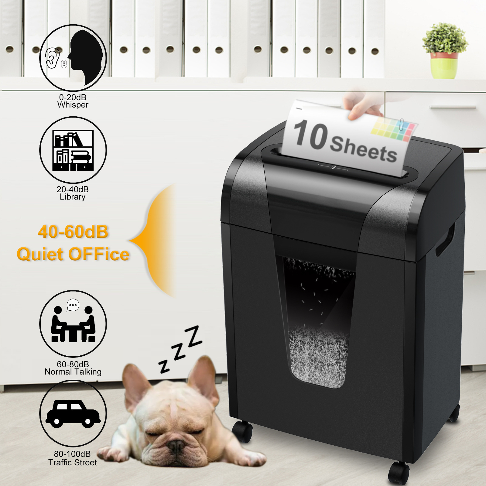 Hot Sale C260P 10 Sheets Micro Cut Auto Feed Paper Shredder Shredding Machine On wheels with 20L bin