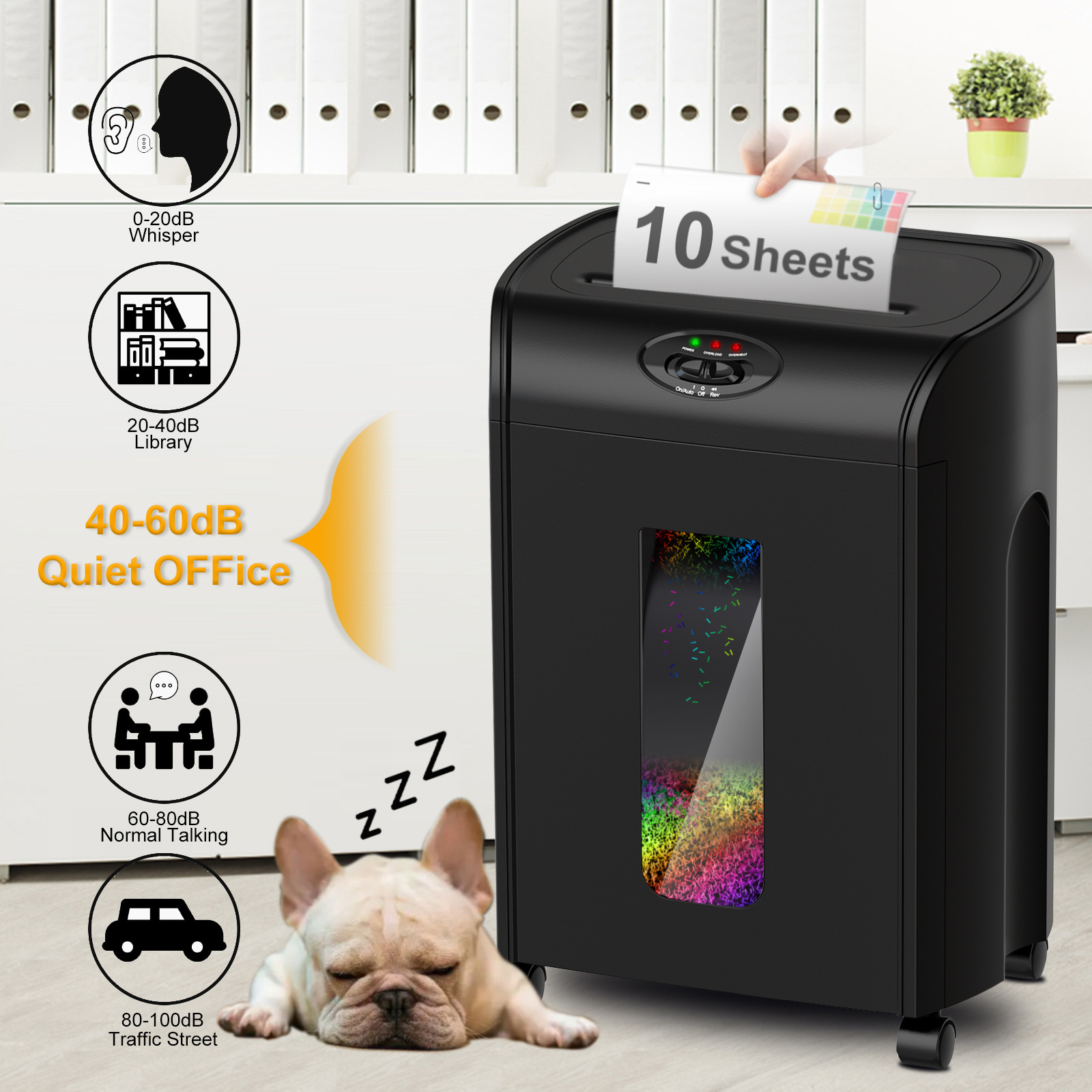 CD290P Anti-Jam High Security Mail Shredder for Home Use,10 Sheet Heavy Duty Micro Cut Paper Shredder for Office Shredder