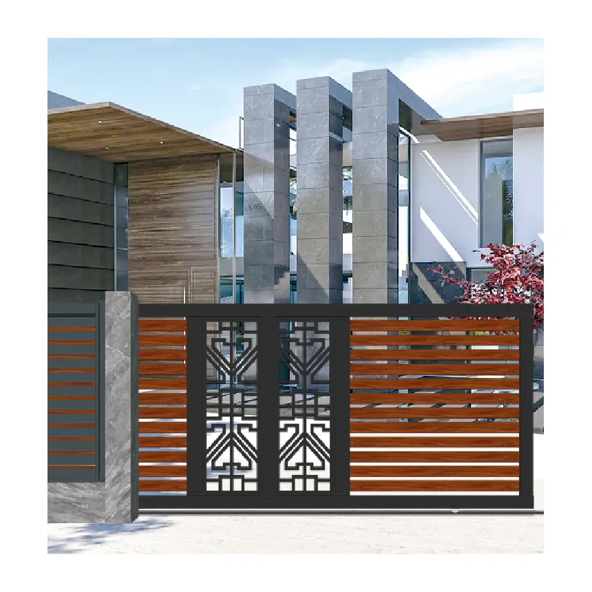 New design aluminum swing driveway gates powder coated aluminum waterproof panel driveway gate design