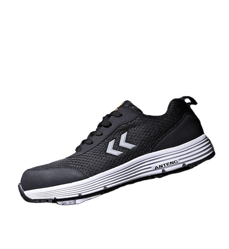 Anti-Static Anti-Smash Anti-Puncture Security & Protection Black Microfiber & Breathable Mesh Safety Shoes