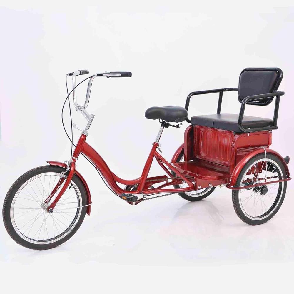 20 Inch Adult Steel Frame Triciclo Para Adultos 3 Wheel Trike  Rickshaw Pedal Manned  Tricycle For Passenger