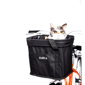 ZUKKA Portable Folding Carry Pet Dog Bike Basket Bike Bicycle Front Basket with Handle Bike Bicycle Basket