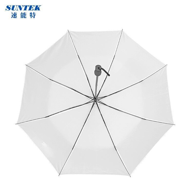 Strong 8 Rib 3 Fold White Sublimation Umbrella for Rain