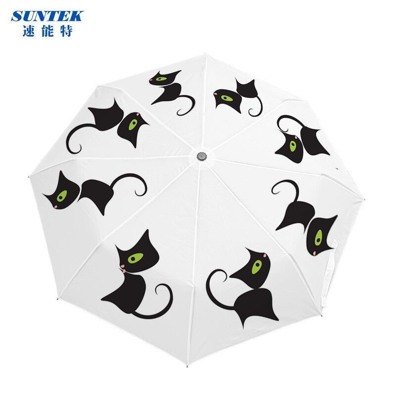 Strong 8 Rib 3 Fold White Sublimation Umbrella for Rain