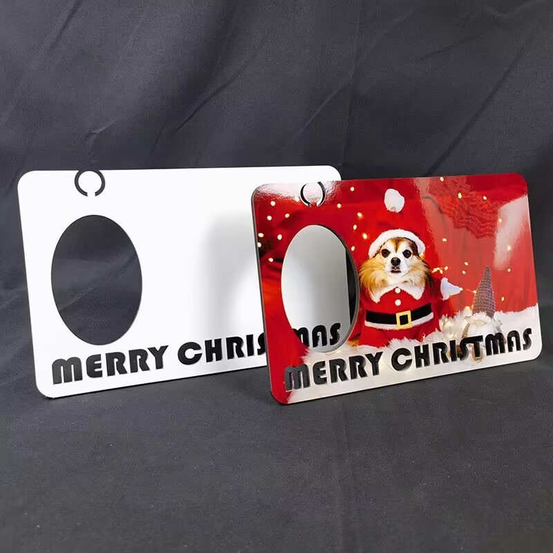 Sublimation MDF Merry Christmas Frame with Santa Christmas Ornament Doll Photo Panel