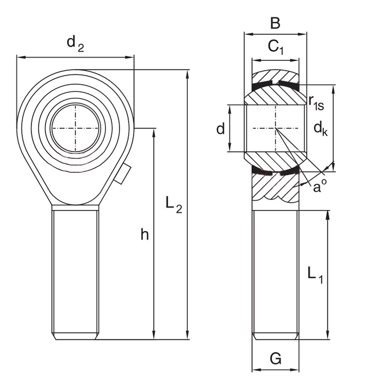 Left & Right Hand Male Thread Rod End Bearings Fish Eye Ball & Metric Joint Bearing Fish Eye Ball Bearing