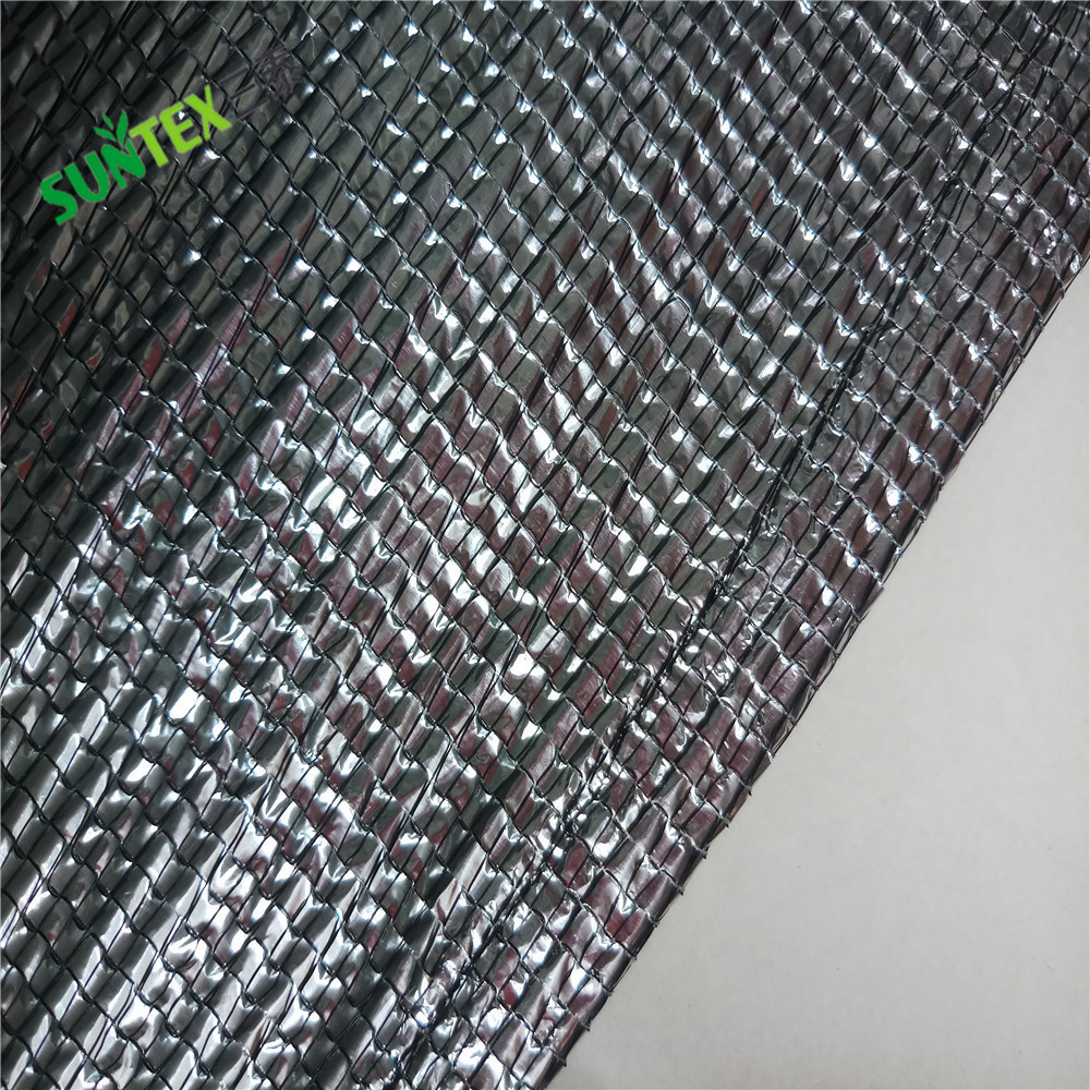 55% shading silver Aluminum Sun Shade Net,  Reflective Cloth For Greenhouses inside use 4.3*50m