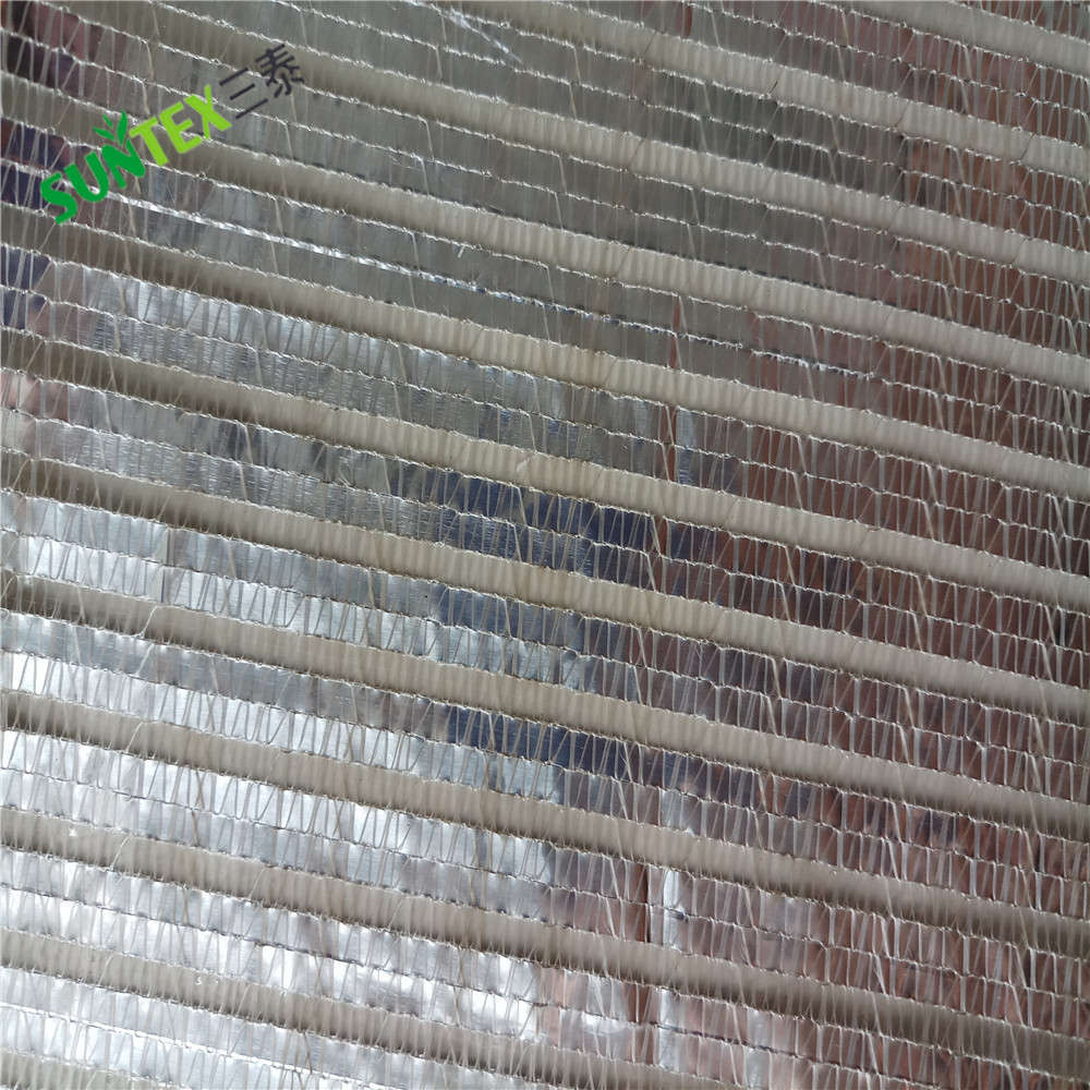 55% shading silver Aluminum Sun Shade Net,  Reflective Cloth For Greenhouses inside use 4.3*50m