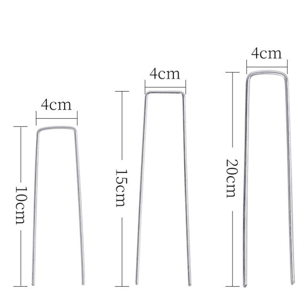 Galvanised Steel U-Shaped Ground Stakes Garden Ground Securing Pegs Metal Nail Pins for Tents