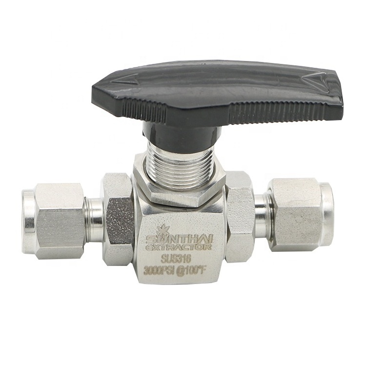 SS316 High Pressure Two-way Instrumentation Double Ferrule Straight Type Ball Valve