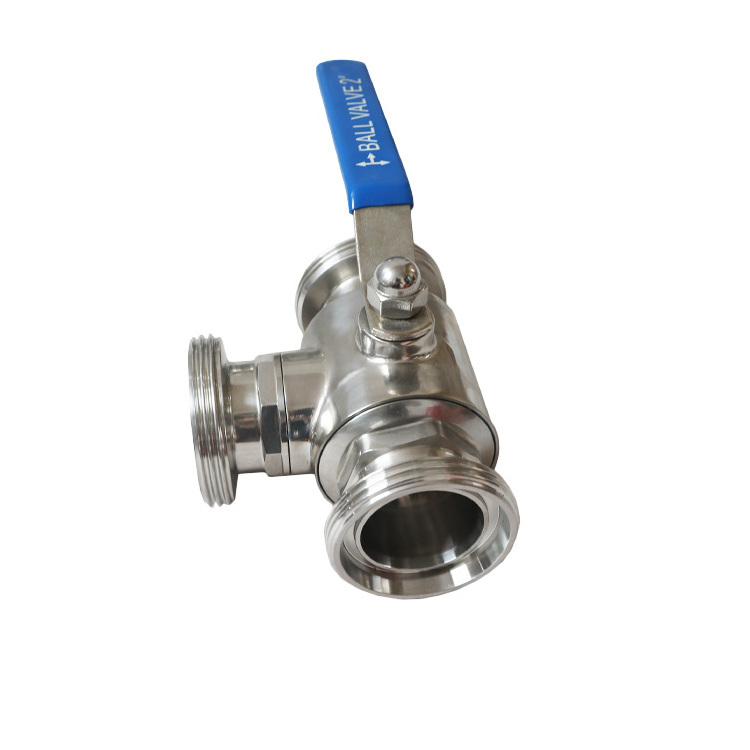 Stainless Steel Sanitary DN50/2inch Threaded 3 Way Ball Valve L type T type