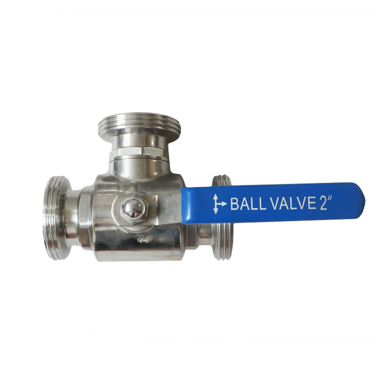 Stainless Steel Sanitary DN50/2inch Threaded 3 Way Ball Valve L type T type