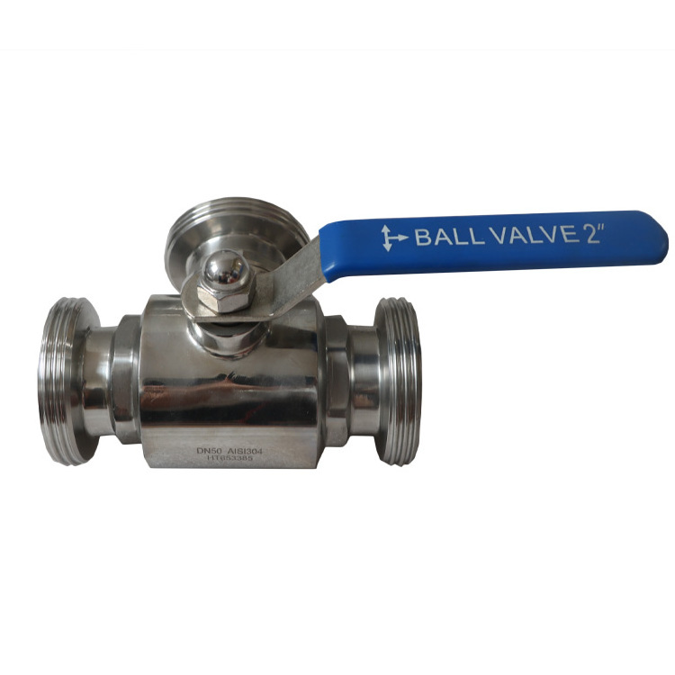 Stainless Steel Sanitary DN50/2inch Threaded 3 Way Ball Valve L type T type