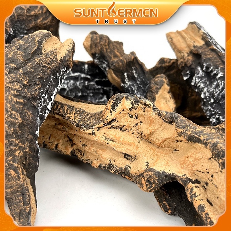 New style Ceramic wood logs large set for Gas / electricity / bio ethanol fireplace and fire pit