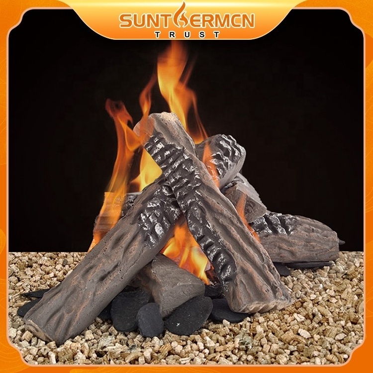 Gas Fireplace Logs,Ceramic Wood Firepit Logs fireplace accessories