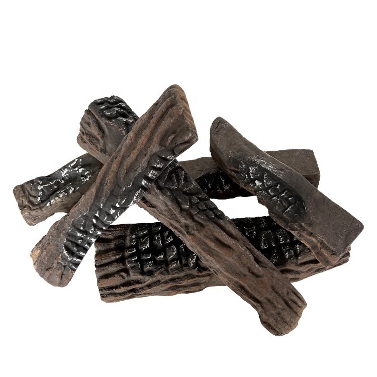 Brown Ceramic Logs for Gas Fireplace Vented Fake Logs for Indoor Natural Gas Fireplace