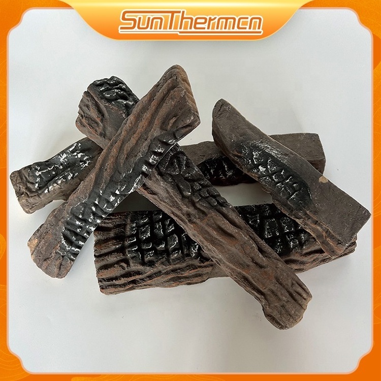 Brown Ceramic Logs for Gas Fireplace Vented Fake Logs for Indoor Natural Gas Fireplace