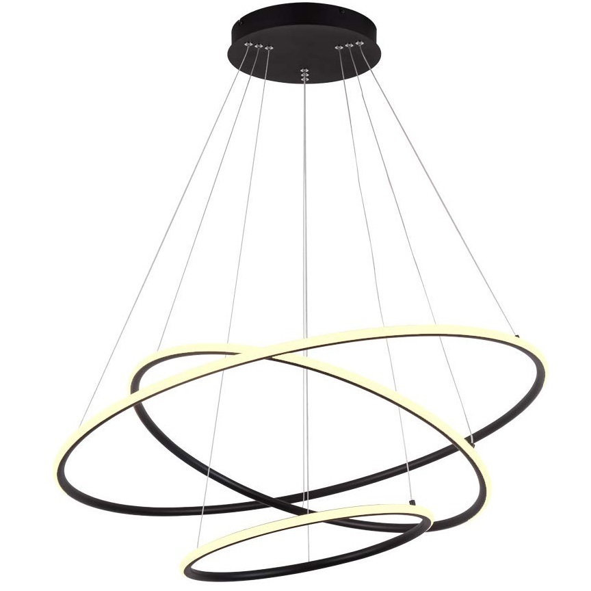 Modern Circular Led Chandelier Adjustable Hanging Light Three Ring Collection Contemporary Ceiling Pendant Light