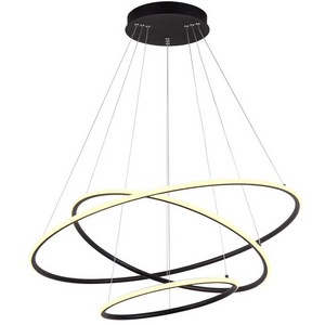 Modern Circular Led Chandelier Adjustable Hanging Light Three Ring Collection Contemporary Ceiling Pendant Light