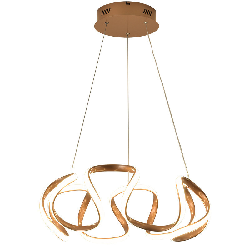 Modern Dimmable LED Chandelier Fashion Spiral Ring Chandeliers Light Fixtures for Dining Room