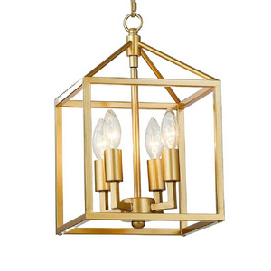 gold Farmhouse Pendant Light Lantern Chandelier Industrial Kitchen Light Fixture