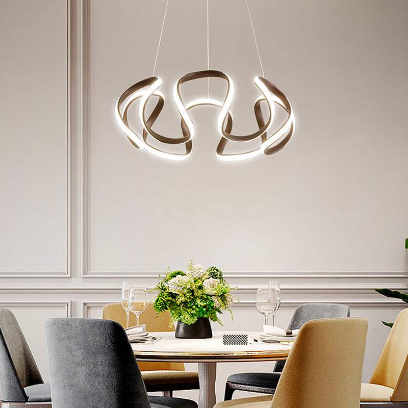 Modern Dimmable LED Chandelier Fashion Spiral Ring Chandeliers Light Fixtures for Dining Room