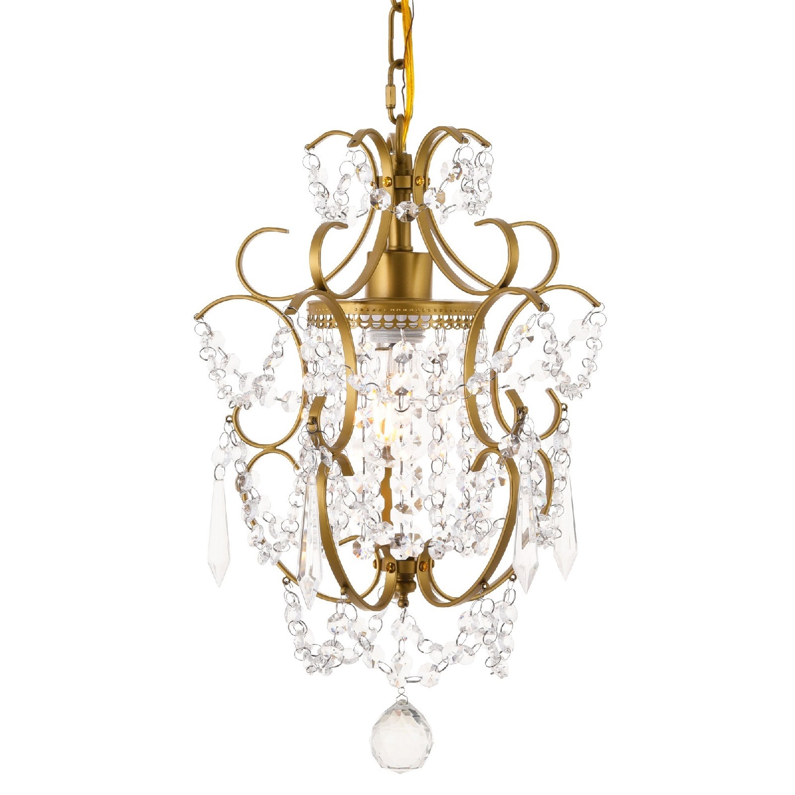 Mini gold Chandelier Crystal Chandelier 1 Light Elegant Chandelier Crystal Iron Ceiling Light Fixture for Bathroom Foyer