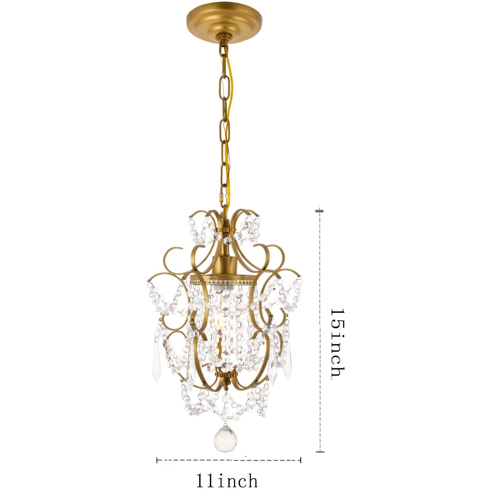 Mini gold Chandelier Crystal Chandelier 1 Light Elegant Chandelier Crystal Iron Ceiling Light Fixture for Bathroom Foyer