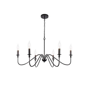 Black 6-Light Chandeliers Classic Candle Ceiling Pendant Light Fixture Wrought Iron Farmhouse Chandelier Kitchen Island