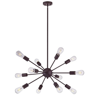 Sputnik Chandelier Oil Rubbed Black 12 Lights Modern Farmhouse Chandelier Lighting Mid Century Pendant Semi-Flush Mount Ceiling