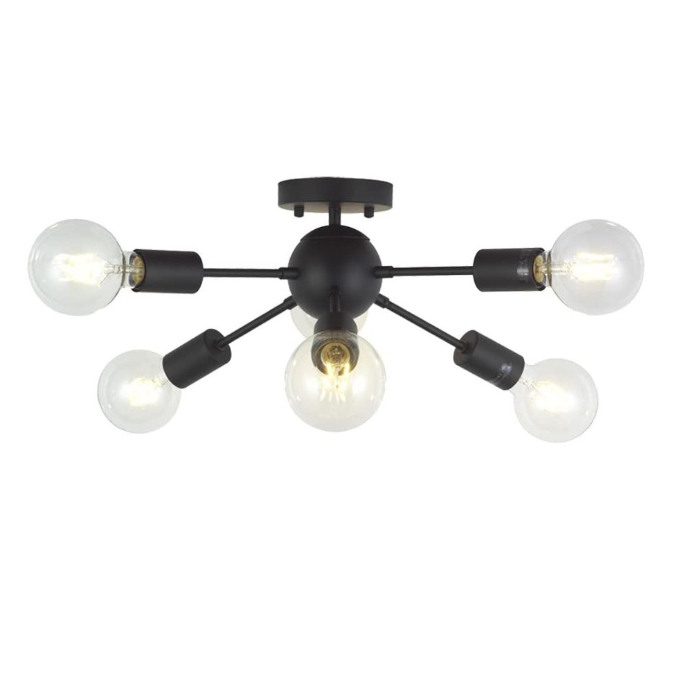 Sputnik Chandelier  6 Lights Black Modern Ceiling Light Industrial Mid Century Pendant Lighting