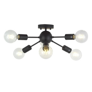 Sputnik Chandelier  6 Lights Black Modern Ceiling Light Industrial Mid Century Pendant Lighting