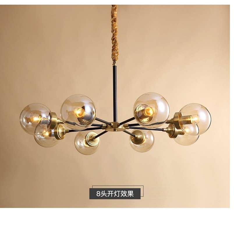 Mid Century Modern 8-Light Hanging Lamp Fixture clear Globe Light Shade E27 During Light Portsmouth Pendant chandelier