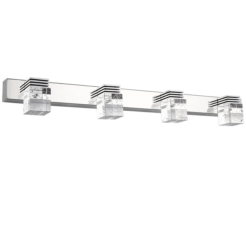 Bathroom 4 Lights Modern Glass Stainless Steel Vanity Wall Light Over Mirror Long LED Bathroom Lighting Fixtures