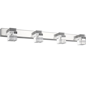 Bathroom 4 Lights Modern Glass Stainless Steel Vanity Wall Light Over Mirror Long LED Bathroom Lighting Fixtures