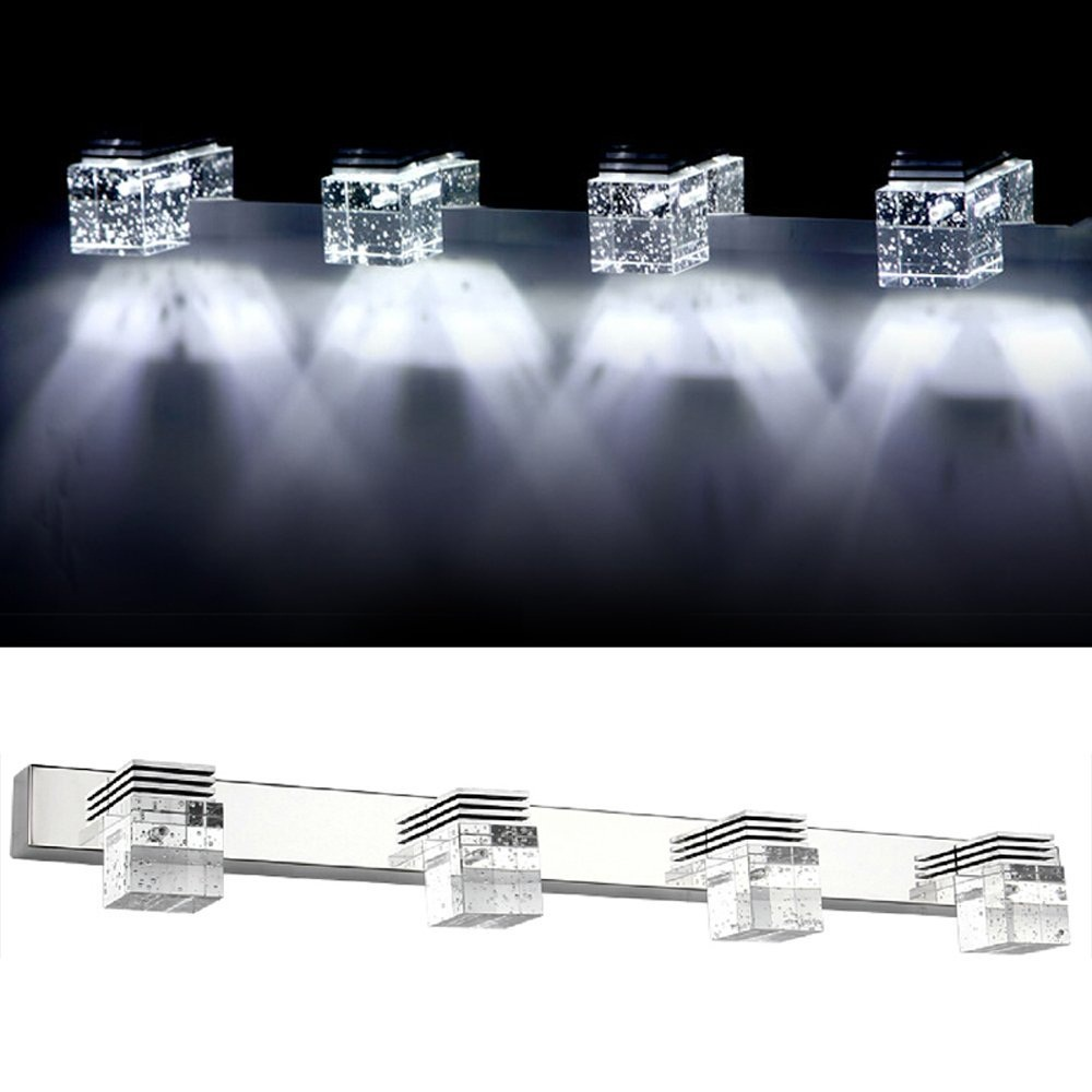 Bathroom 4 Lights Modern Glass Stainless Steel Vanity Wall Light Over Mirror Long LED Bathroom Lighting Fixtures