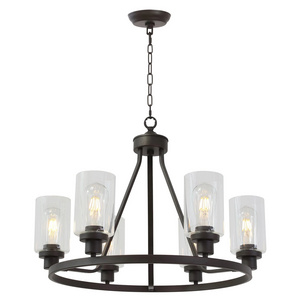 Pendant Lighting Fixture for Kitchen Island Vintage Farmhouse 6-Light round chandelier