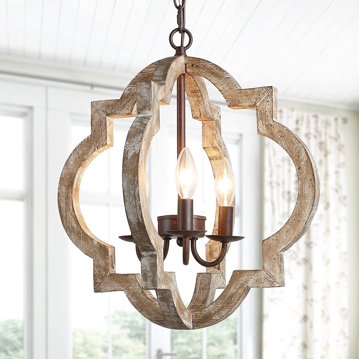 Customized Handmade solid Wood Light Fixture Farmhouse Orb Chandelier for Dining Living Room Foyer Bedroom Kitchen Island