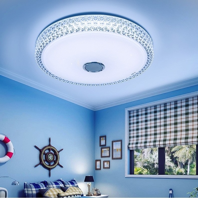 LED Music Ceiling Light with  Speaker Smart APP Control 32W RGB Dimmable Round Mount Lighting for Bedroom Bathroom