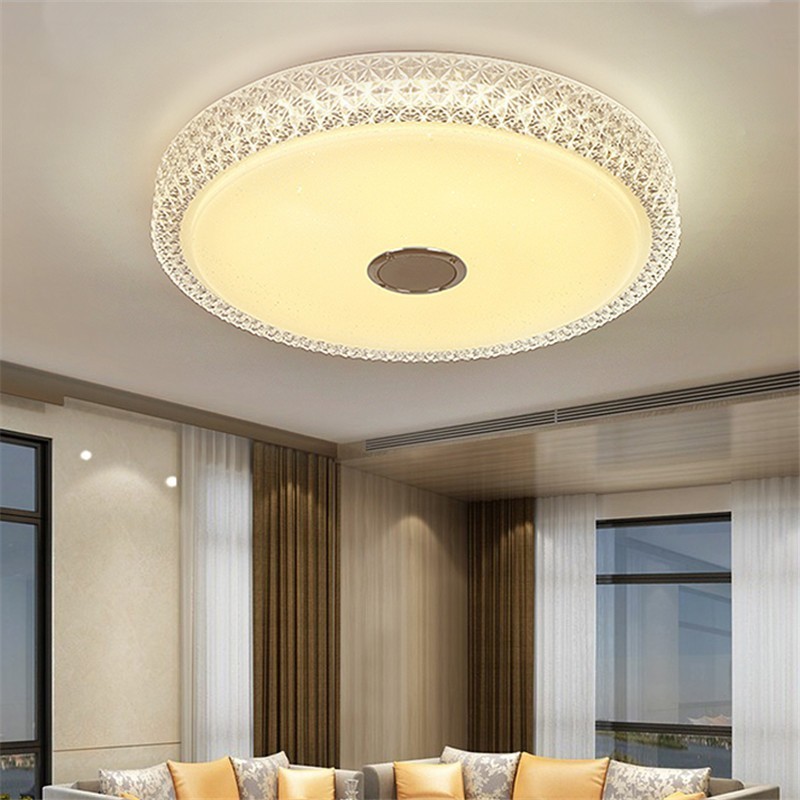 LED Music Ceiling Light with  Speaker Smart APP Control 32W RGB Dimmable Round Mount Lighting for Bedroom Bathroom