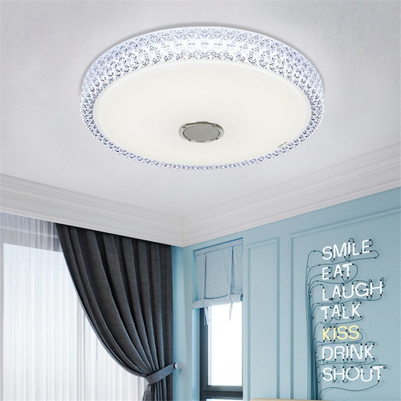 LED Music Ceiling Light with  Speaker Smart APP Control 32W RGB Dimmable Round Mount Lighting for Bedroom Bathroom