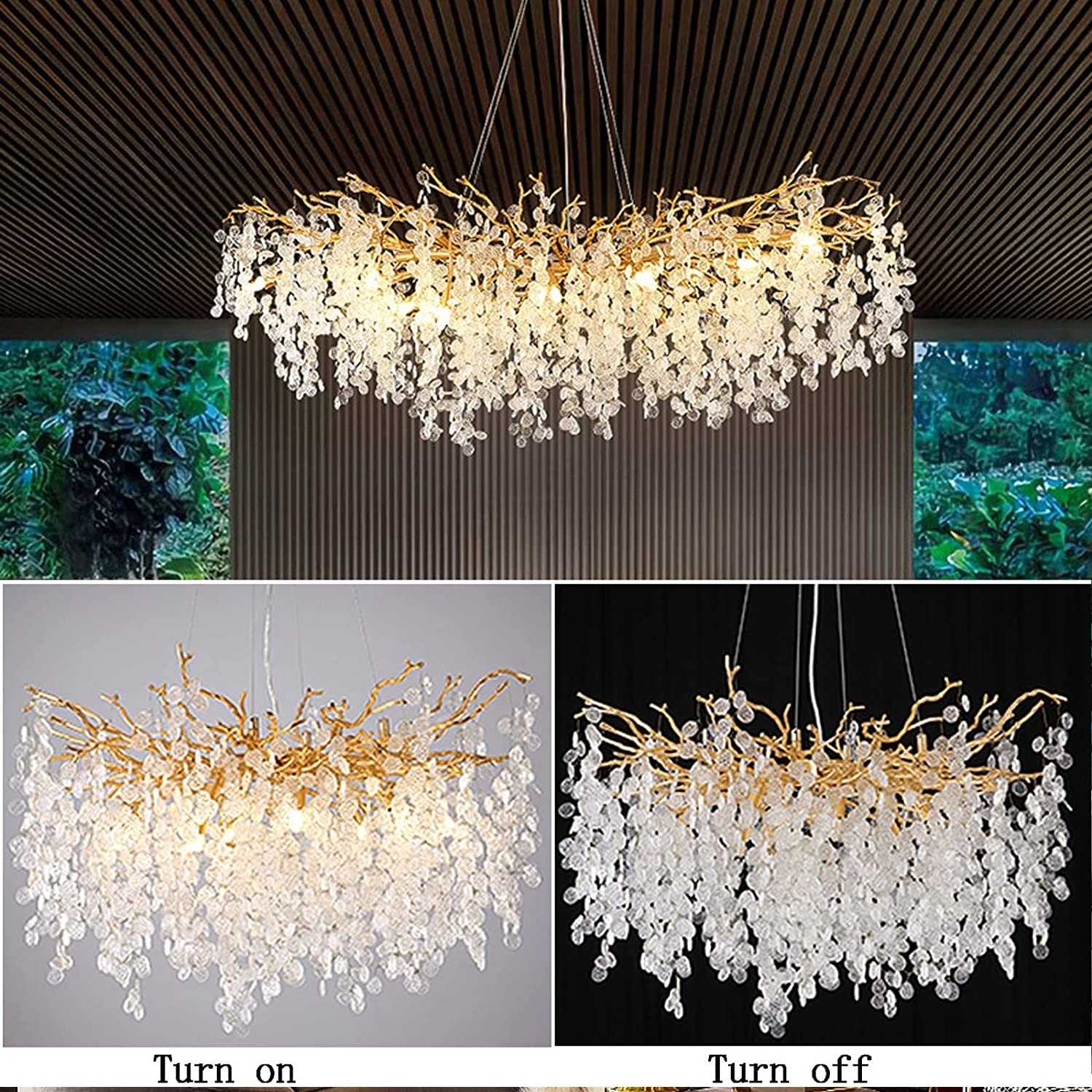 Modern Crystal Chandeliers Gold gorgeousness MoneyTree Chandelier Pendant Lighting Round Ceiling Light Fixtures