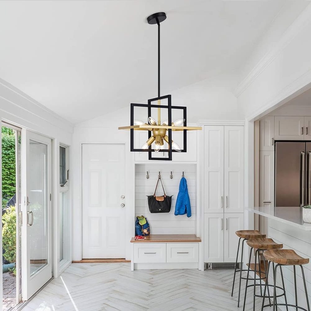 Modern Geometric Living Room Kitchen Foyer Hallway Farmhouse  Industrial  Champagne Hanging Chandelier Pendant lamp light