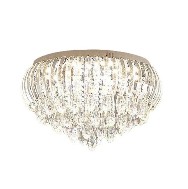 Modern Chrome Crystal E14 round Flush Mount Ceiling Lights Crystal Beaded Light Shade Lights