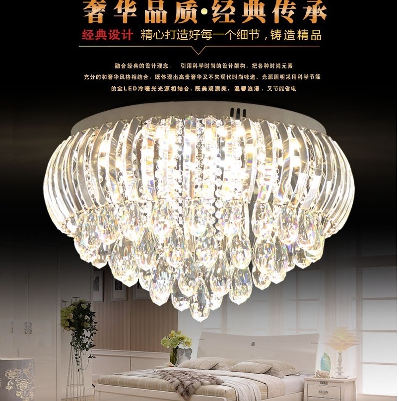 Modern Chrome Crystal E14 round Flush Mount Ceiling Lights Crystal Beaded Light Shade Lights