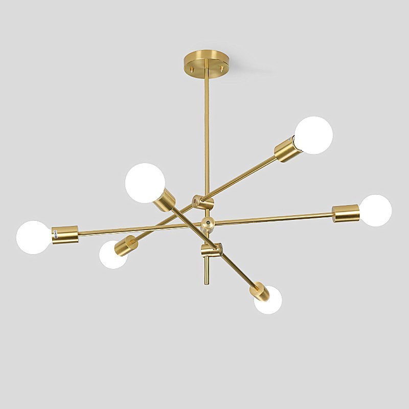 Sputnik Chandelier 6 Lights Modern Linear Pendant Lighting Ceiling Light Fixture