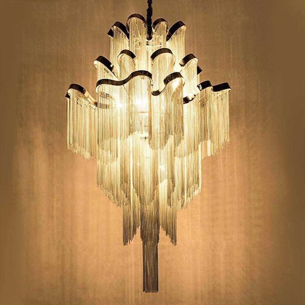 Modern Chandeliers Creative Luxury Tassel Aluminum Chain led Ceiling Pendant Lights