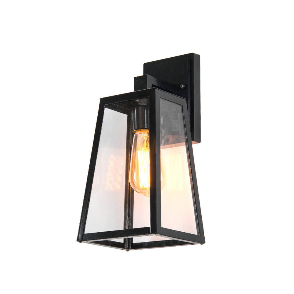 Vintage Black Wall Light Waterproof IP54 Cast Aluminium Glass Outdoor Wall Light Retro E27 Country House Garden Lamp