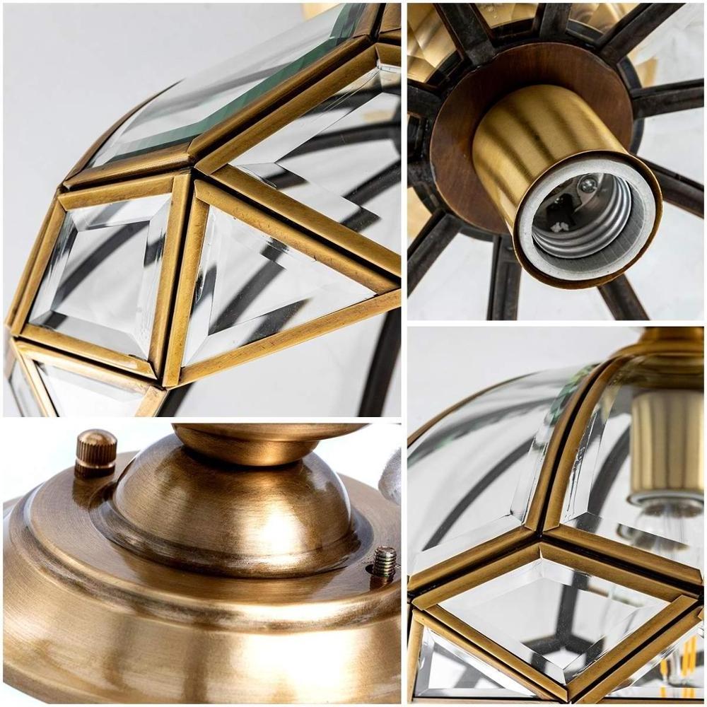 crystal  Shape Vintage Brass Glass Ceiling Light Fixture Lighting for Entryway Living Room Bedroom Kitchen Sink